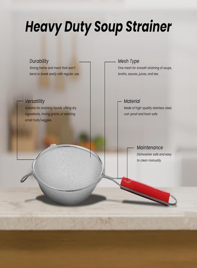 كيتشن إكسبرت مجموعة أدوات مطبخ من الفولاذ المقاوم للصدأ من كيتشن إكسبرت، تتضمن مصفاة شوربة، ومصفاة بوري، ومصفاة شاي، ومبشرة زنجبيل | مصافي للمطبخ | طقم أدوات مطبخ | (مجموعة من 4 قطع)، 6 × 12 × 2 سم، فضي - Image 5